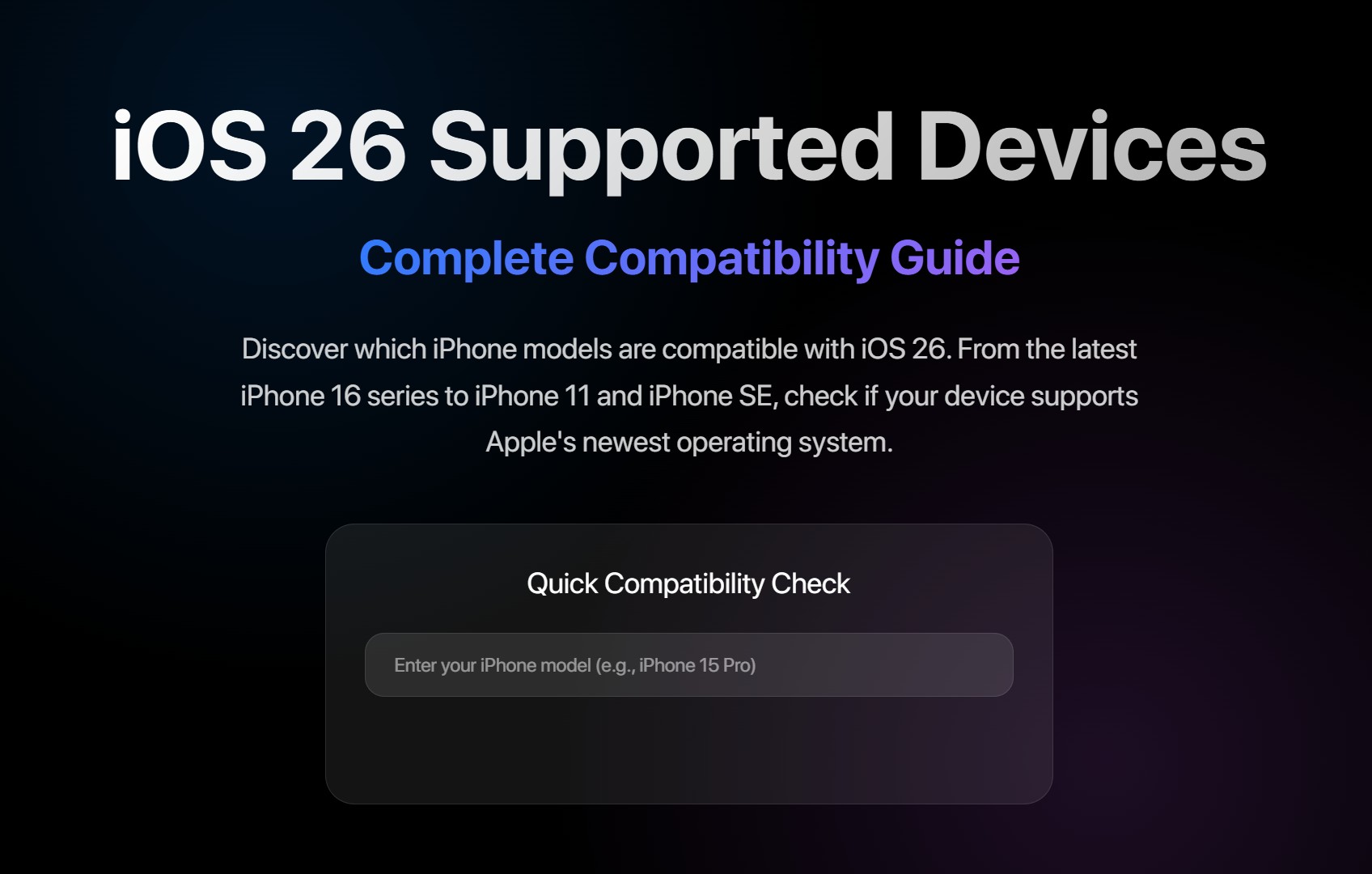 iOS 26 Supported Devices